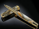 “Peach Swirl”, One of a Kind Gold SKYE, Handmade Custom Acrylic Rollerball Pen. Artisan Rare & Unique, Completely Handcrafted in Co, USA - HighlanderPen