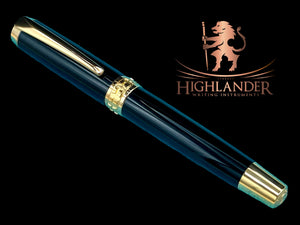 Exotic Gaboon Ebony Wood~Highlander Handmade Gold Rollerball Pen, One of a Kind, Handcrafted in CO. Ink, Velvet Sleeve, and Pen Box Included. (ML-RB-0926-02) - HighlanderPen