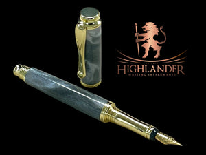 Elegant Swirling Silver Handmade Luxury Gold Fountain Pen By Highlander Writing Instruments. - HighlanderPen