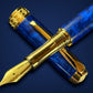 “Luxury Crown Jewel fountain pen by Highlander with sapphire resin and gold nib”