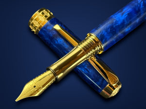 Highlander “Deep Sapphire” | Handcrafted Gold Fountain Pen