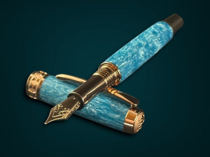 “Aquamarine” |  Red Gold Fountain Pen | Highlander Collection