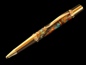 Dragon Skin | Red Gold Glasgow Ballpoint Pen | Luxury Writing Instrument by Highlander