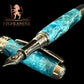 Radiant Blue | Black Titanium Fountain Pen | Handcrafted by Highlander