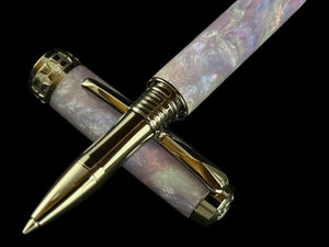 Amethyst Opal | Black Titanium Rollerball Pen | Handmade Elegance