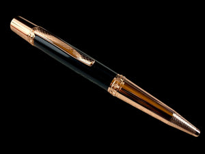 Red Gold Exotic Gaboon Ebony Handmade Glasgow Ballpoint Pen. One of a Kind, Handcrafted by Highlander Pen. Box, Ink, & Sleeve Included. [ML-BP-1123-04]