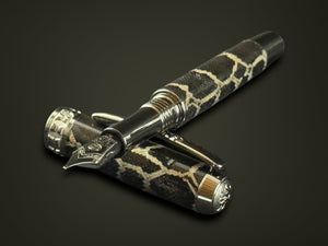 Authentic Burmese Python | Black Titanium Handmade Fountain Pen | Custom Designed By Highlander