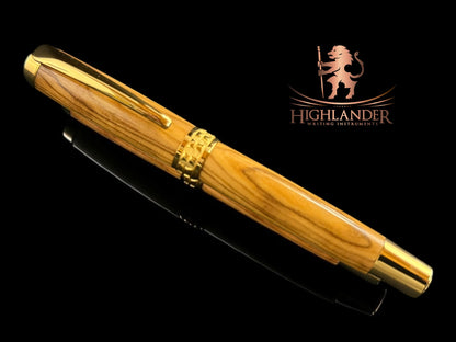 Exotic Bethlehem Olivewood | Gold Fountain Pen | Handcrafted Gift |  No Bleed Journal And Ink Included