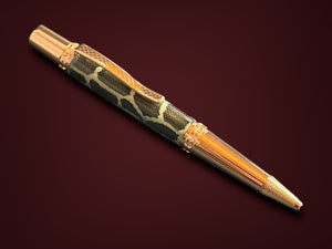 Authentic Burmese Python Red Gold Ballpoint Pen - Handmade Gifts From Colorado