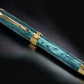 Iridescent Green, One of a Kind Gold, Handmade Custom Acrylic Rollerball Pen. Artisan Rare & Unique, Completely Handcrafted  in Co, USA - HighlanderPen