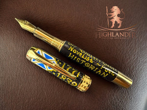 Hand Painted “Sir Walter Scott” Highlander Gold Fountain Pen