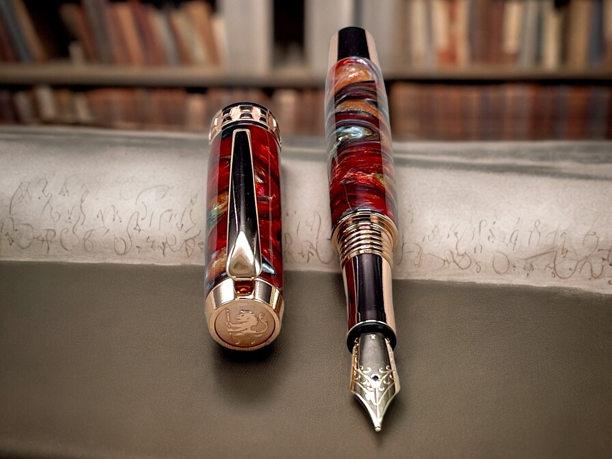 Striking “Italian Sportscar” Rose Gold Fountain Pen, Artisan Handcrafted Writing Instrument. Simple to Use. Handmade Custom in Colorado. - HighlanderPen