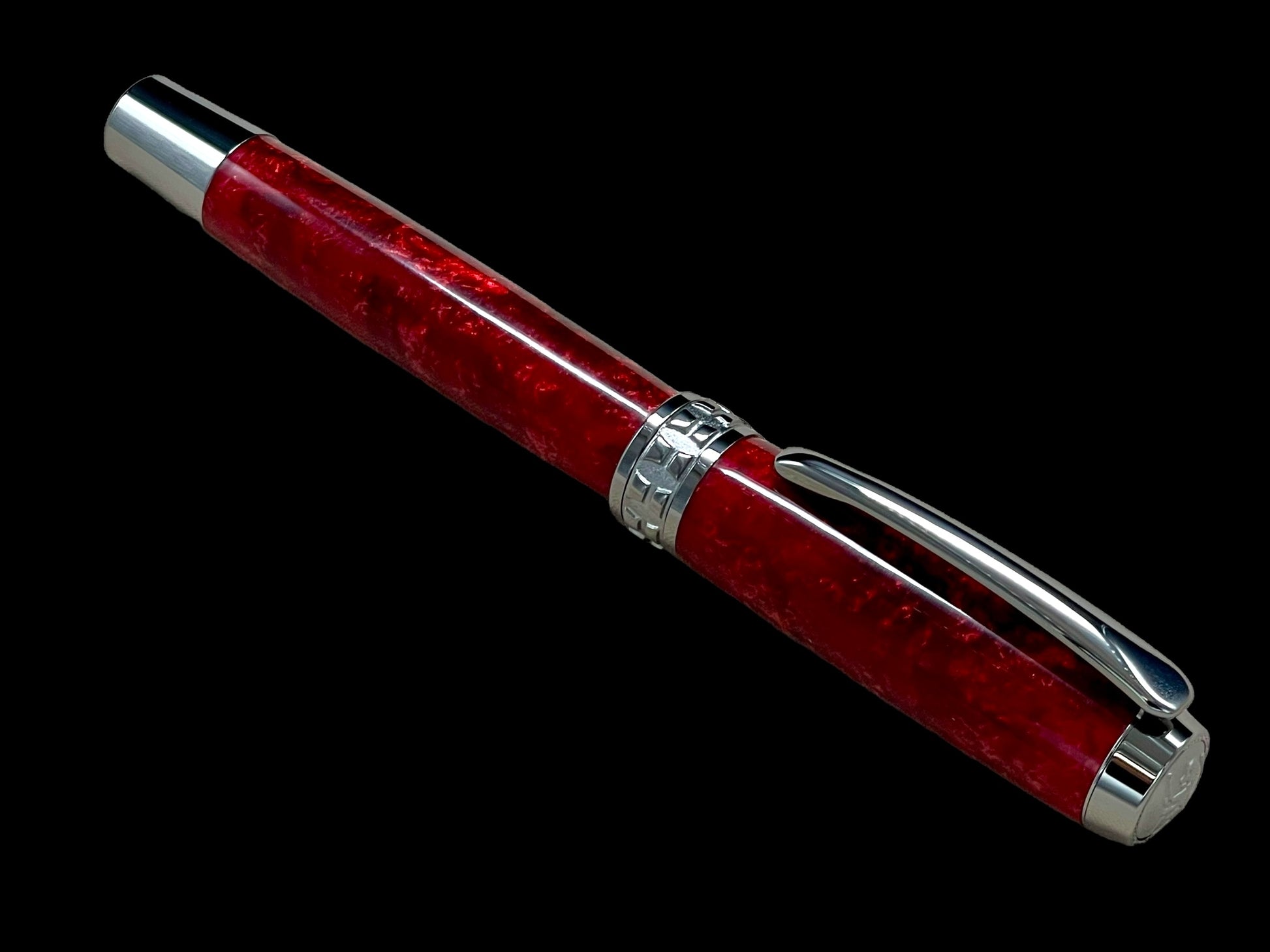 Elegant "Akai Red" Black Titanium Fountain Pen, Artisan Handcrafted Writing Instrument. Simple to Use. Custom Handmade in Colorado. - HighlanderPen