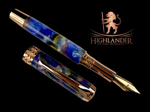 Rose Gold Elegant Handmade Fountain Pen, One of a Kind, Handcrafted in CO by Highlander Pen. Ink, Converter, Pen Sleeve & Box Included. [ML-FP-1207-02]