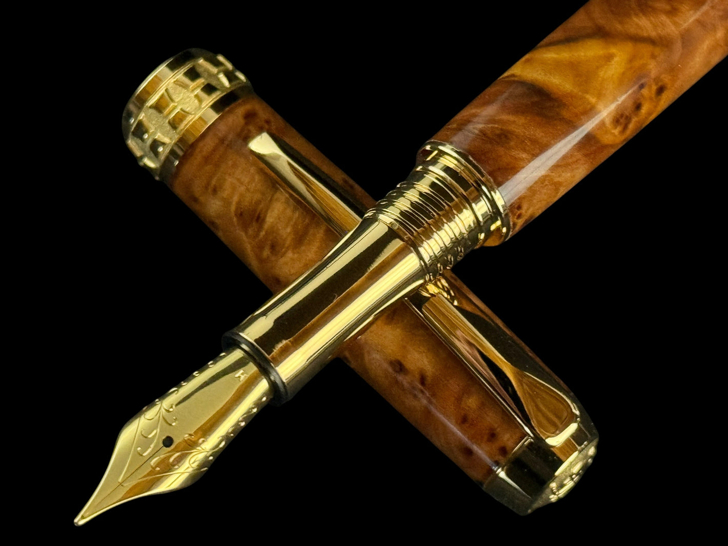 Museum Grade Thuya Burl Wood | Gold Fountain Pen | Highlander Rare Wood Pen Collection