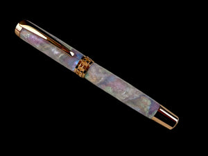 Red Gold “Amethyst Opal” Handmade Fountain Pen, 1 of a Kind, Handcrafted in CO by Highlander Pen. Ink, Converter, Pen Sleeve & Box Included. [ML-FP-0201-02]