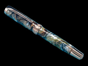 Striking “Molten Metals” Acrylic Rose Gold Fountain Pen, One of a Kind, Handmade in Colorado. Ink, Converter, Pen Sleeve & Box Included. - HighlanderPen