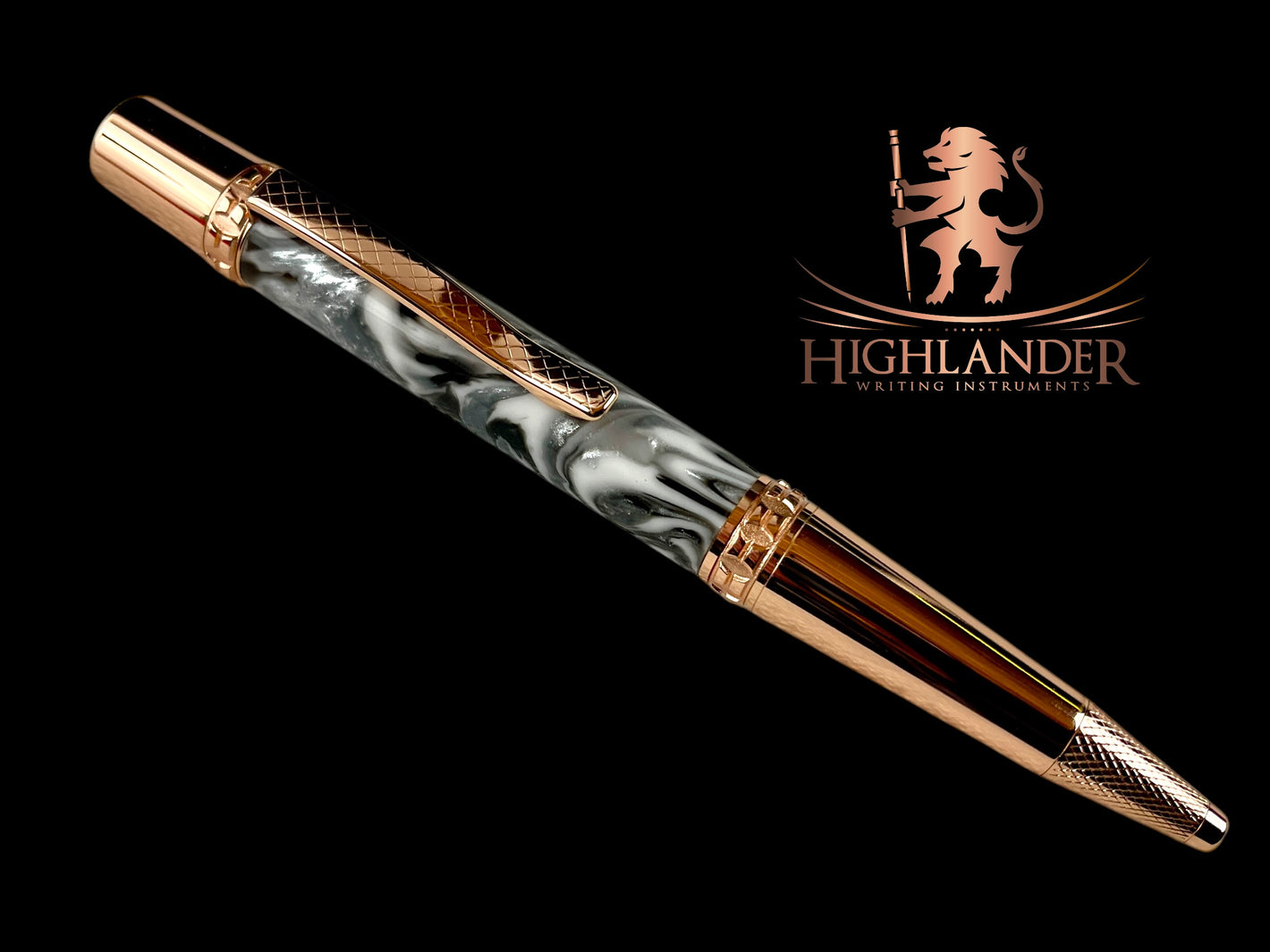 Red Gold "Argentite" Handmade Glasgow Ballpoint Pen. One of a Kind, Handcrafted by Highlander Pen in CO. Box, Ink, & Sleeve Included. [ML-BP-1216-01]