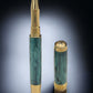 Iridescent Green, One of a Kind Gold, Handmade Custom Acrylic Rollerball Pen. Artisan Rare & Unique, Completely Handcrafted  in Co, USA - HighlanderPen