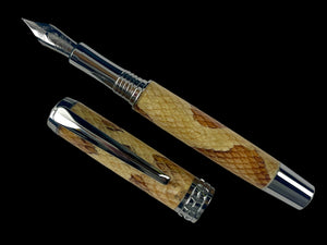 Black Titanium Genuine Copperhead Snakeskin Handmade Fountain Pen, Handcrafted in CO. Ink, Converter, Box & Sleeve Included. By Highlander Pen. [ML-FP-1207-01]