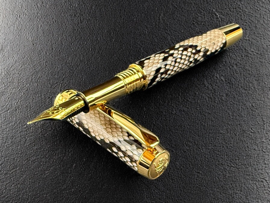 Authentic Reticulated Python Gold Fountain Pen [ML-FP-0220-02]