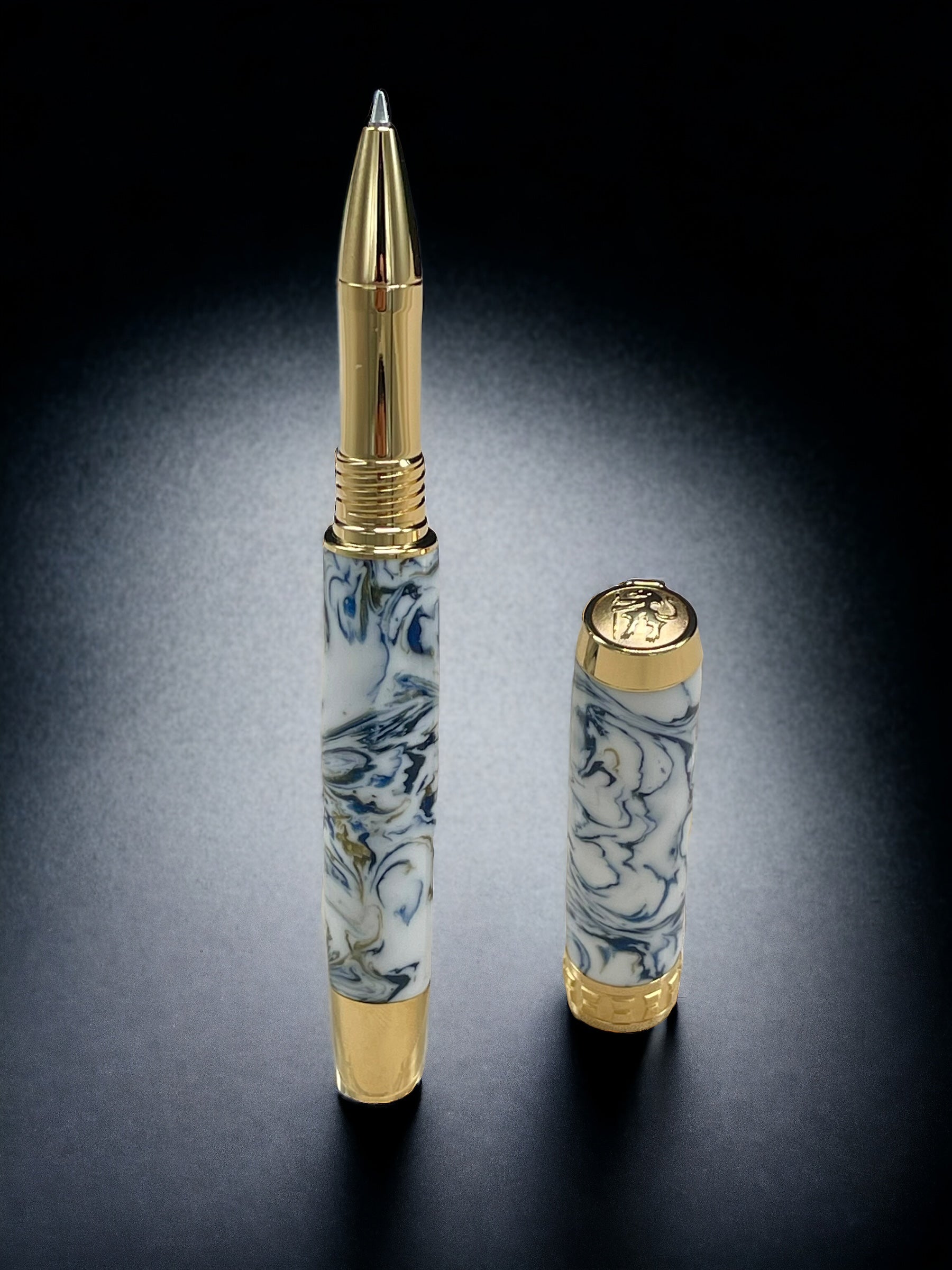 Ming Dynasty, One of a Kind Gold Highlander SKYE Handmade Custom Acrylic Rollerball Pen. Artisan Rare & Unique, Completely Handcrafted in CO - HighlanderPen