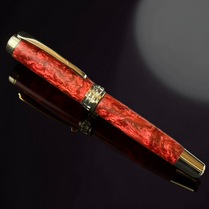 “Radiant Ruby” | Black Titanium Rollerball Pen | Highlander Collection