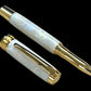 Elegant "Pearly Opal" Gold Rollerball Pen, Artisan Handcrafted Writing Instrument. Handmade Custom in Colorado. One of a Kind. - HighlanderPen