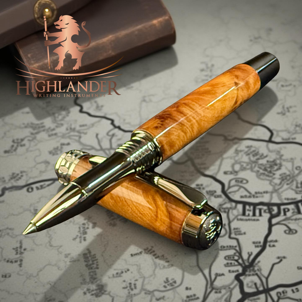 Handcrafted Exotic Thuya Burl Black Titanium Rollerball Pen - “The Perfect Gift”