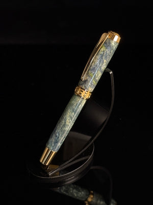 Highlander “Galactic Sea” | Gold Rollerball Pen | One-of-a-Kind Handmade Luxury Gift