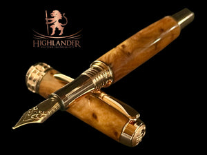 Museum Grade Thuya Burl Wood |  Red Gold Fountain Pen | Highlander Rare Wood Pen Collection