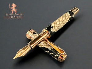 Authentic Reticualted Python Highlander Red Gold Fountain Pen