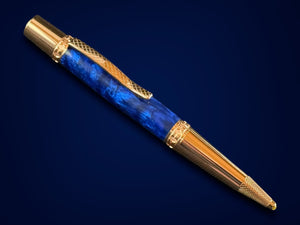 Red Gold "Deep Sapphire" | Handmade Glasgow Ballpoint Pen - The Perfect Gift