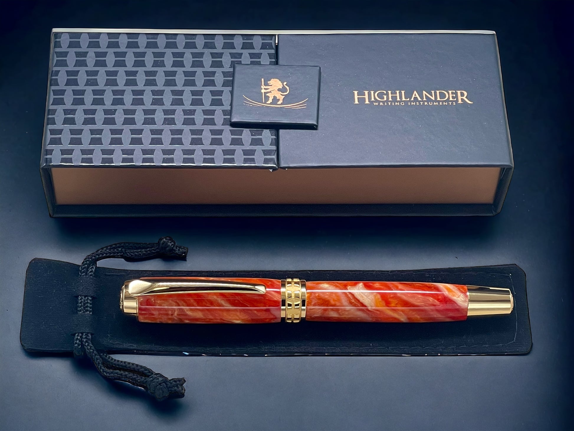 “Orangesicle Swirl”, One of a Kind, Gold Handmade Custom Rollerball Pen. Artisan Rare & Unique, Completely Handcrafted in Co, USA - HighlanderPen