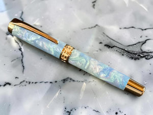 Red Gold “Sapphire Opal” Handcrafted Rollerball Pen