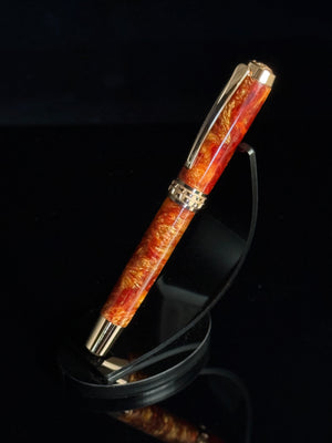 Crownfire – Red Gold Fountain Pen | Handmade by Highlander
