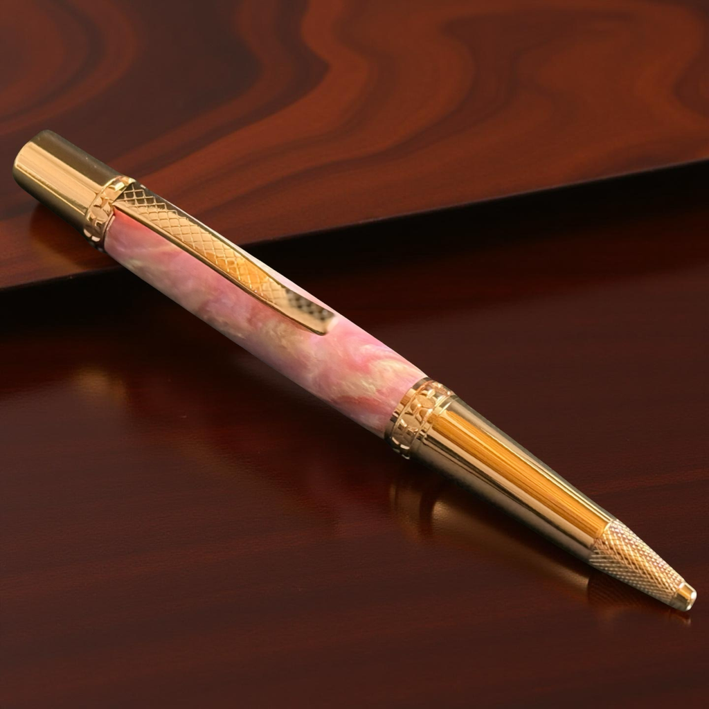 Red Gold "Rose Opal" | Handmade Glasgow Ballpoint Pen by Highlander