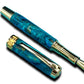 Elegant “Teal/Black/Gold” Handcrafted Luxury Gold Fountain Pen, One of a Kind, Handmade in Colorado. Ink, Converter, Sleeve, & Box Included. - HighlanderPen