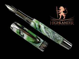 Black Titanium “Winter Forest” Handmade Fountain Pen, Handcrafted in Colorado. Ink, Converter, Box & Sleeve Included. By Highlander Pen. [ML-FP-1207-03]