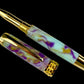 Gold “Purple Jade” Handmade Rollerball Pen, One of a Kind, Handcrafted in CO. Ink, Velvet Sleeve, and Pen Box Included, By Highlander Pen. [ML-RB-1201-06]