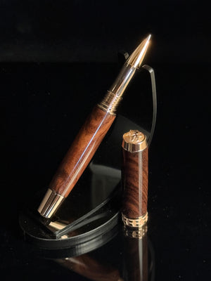 Exotic East Indian Rosewood Red Gold Rollerball Pen - Memorable Handmade Gift