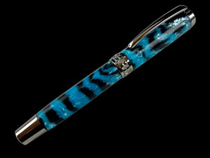 Black Titanium “Arctic Zebra” Handmade Rollerball Pen. One of a Kind. Handcrafted in CO. Ink, Box & Sleeve Included, by Highlander Pen. [ML-RB-1214-01]