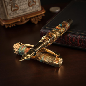 Dragon Skin | Red Gold Fountain Pen by Highlander | Handmade in Colorado