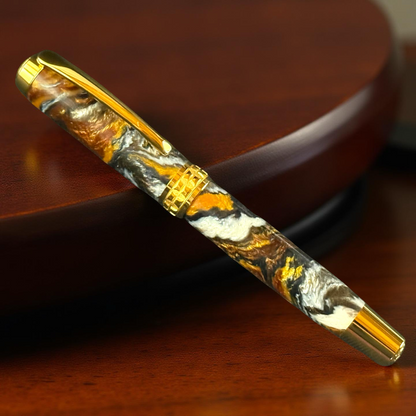 Handcrafted "Caramel Latte"  Gold Fountain Pen by Highlander.  Perfect For Collectors and Writing Enthusiasts