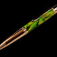 Rose Gold "Striking Green" Handmade Glasgow Ballpoint Pen. One of a Kind, Handcrafted by Highlander Pen in CO. Box, Ink, & Sleeve Included. [ML-BP-1130-01]