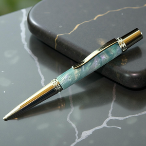 Sapphire Opal | Polished Chrome Glasgow Ballpoint Pen | The Perfect Handcrafted Gift