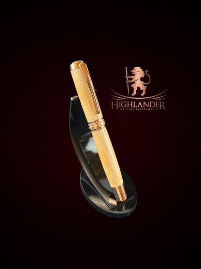 Exotic Flame Birch | Red Gold Fountain Pen by Highlander