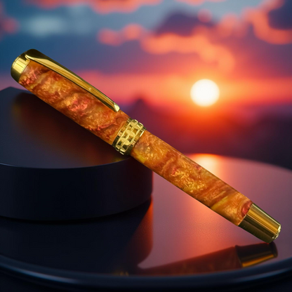 Kalaharí Sunset | Gold Rollerball Pen | Handmade Gift for Writers and Journalers | Luxury Pen by Highlander