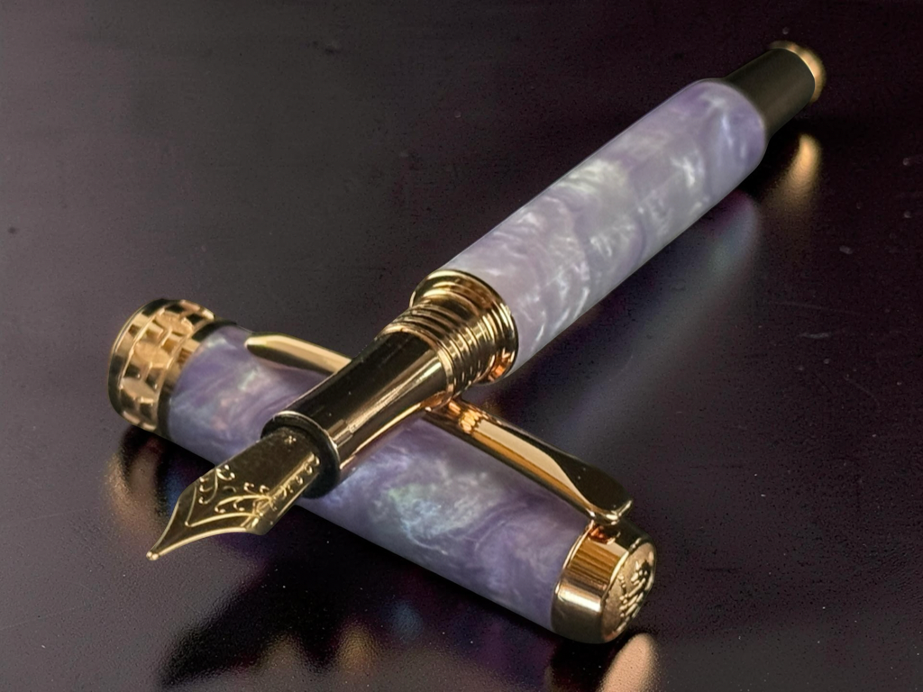 Red Gold “Amethyst Opal” Handcrafted Highlander Fountain Pen - Perfect Gift