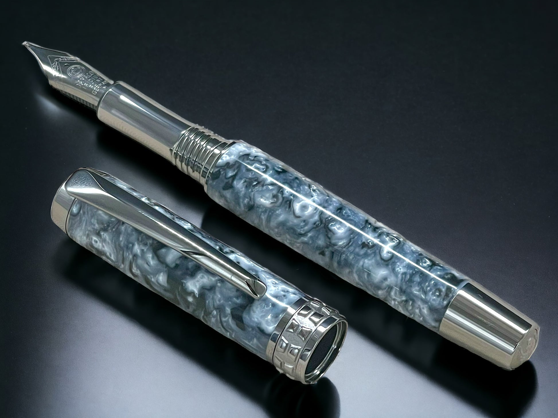 One of a Kind, Handmade Custom Fountain Pen. Artisan Rare & Unique, Completely Handcrafted on Black Titanium in Colorado, USA. - HighlanderPen